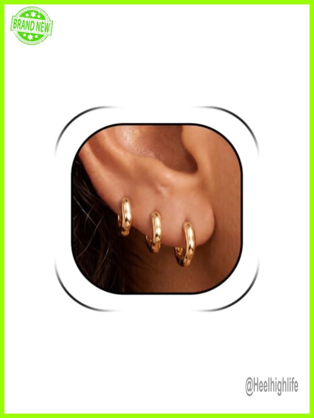3 Pairs Chunky Twisted Gold Hoop Earrings 14K Gold Plated Huggie